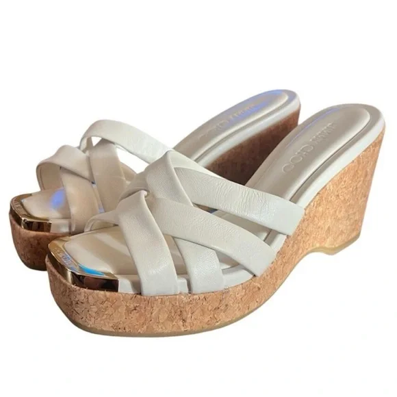 Jimmy Choo Women's Maribou 110 Platform Wedge Slide Sandals, Nee In Box+Dust Bag - Picture 2 of 9